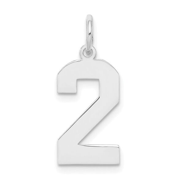Sterling Silver, Athletic Collection Medium Polished Number 2 Pendant - Picture 1 of 5
